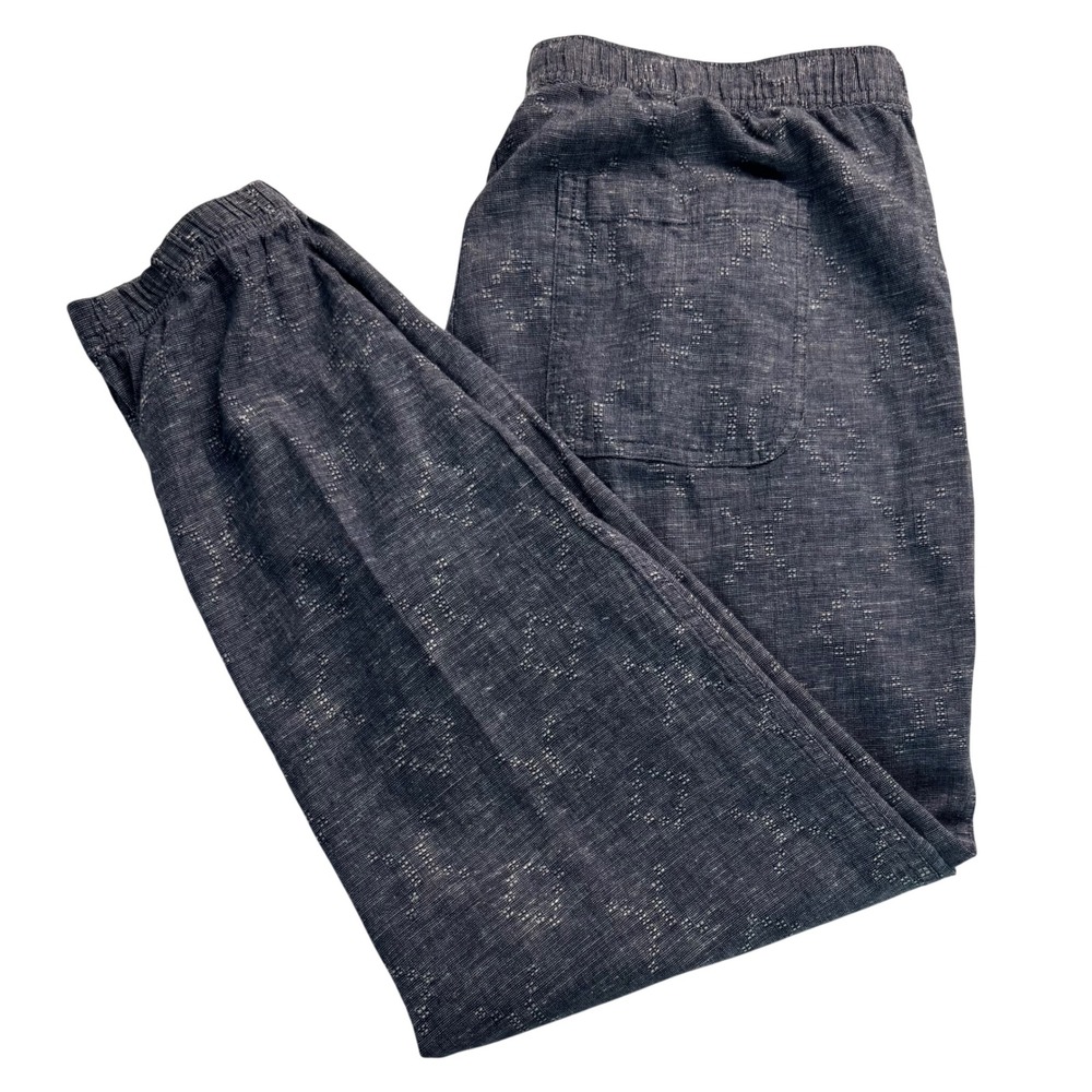 Patagonia Hemp blend island beach pants Joggers Blue Diamond Pattern Men Small